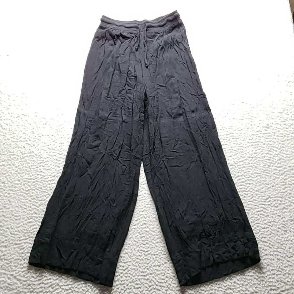 Z Supply Pants Womens XS Black Rayon Wide Leg Crop Elastic Waist Pull On Casual